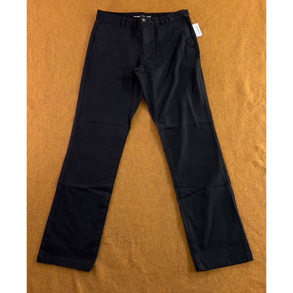 Old Navy Mens 34x36 Black Built-In Flex Straight Chino Pants NWT
